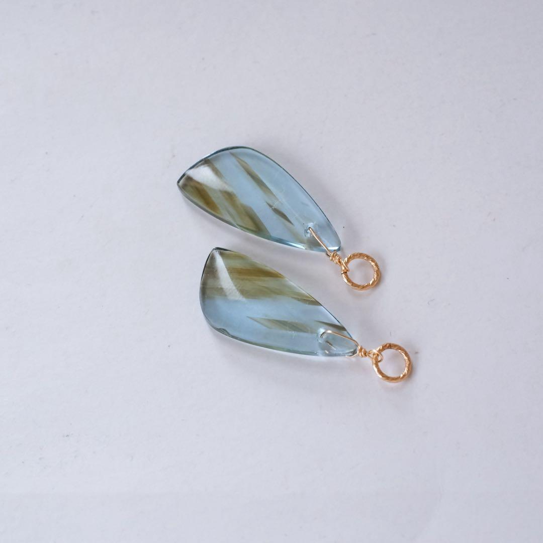 アウトレット！14kgfブルーオブシディアンチャーム