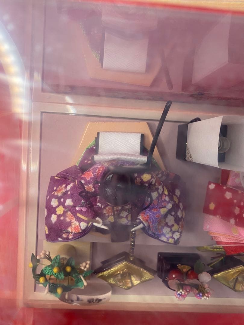 おぼこ　雛人形ガラスケース親王飾り・サイズ間口約３８×奥行約２７×高さ約２９㎝