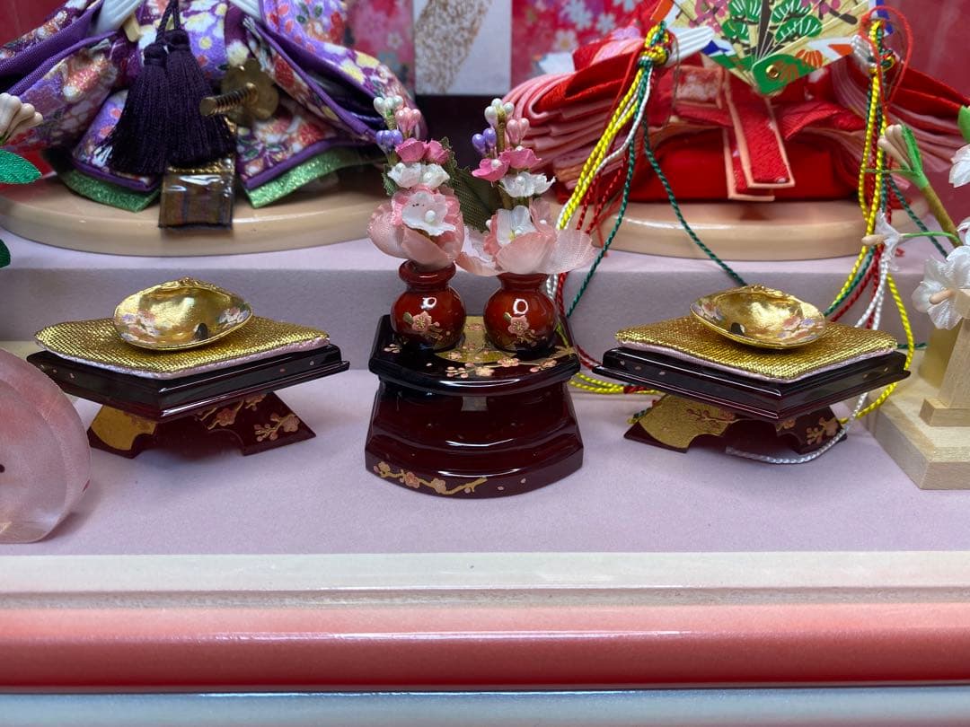 おぼこ　雛人形ガラスケース親王飾り・サイズ間口約３８×奥行約２７×高さ約２９㎝