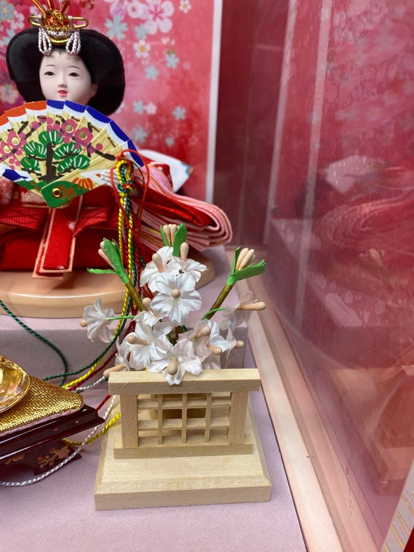 おぼこ　雛人形ガラスケース親王飾り・サイズ間口約３８×奥行約２７×高さ約２９㎝