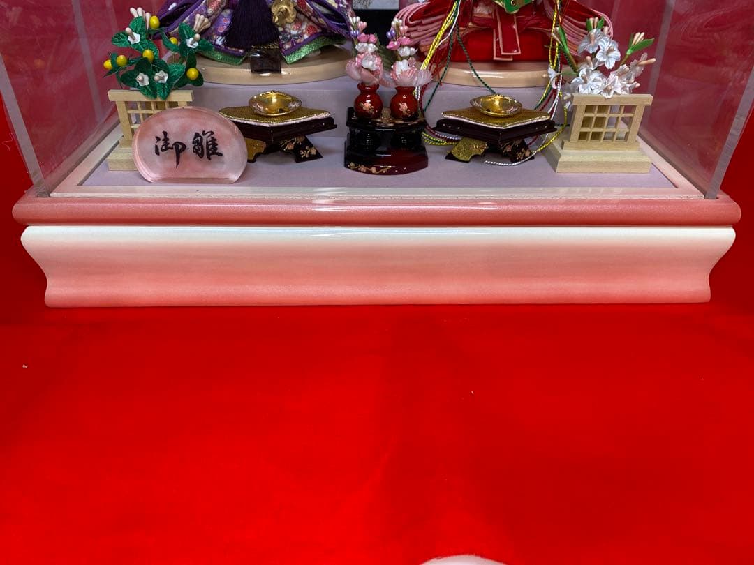 おぼこ　雛人形ガラスケース親王飾り・サイズ間口約３８×奥行約２７×高さ約２９㎝