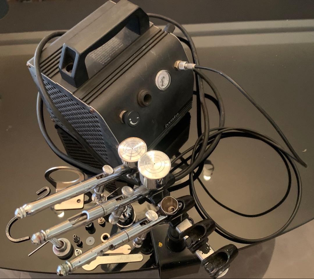 GW限定＊20%OFF エアブラシ3本・コンプレッサーセット スプレーアート機器