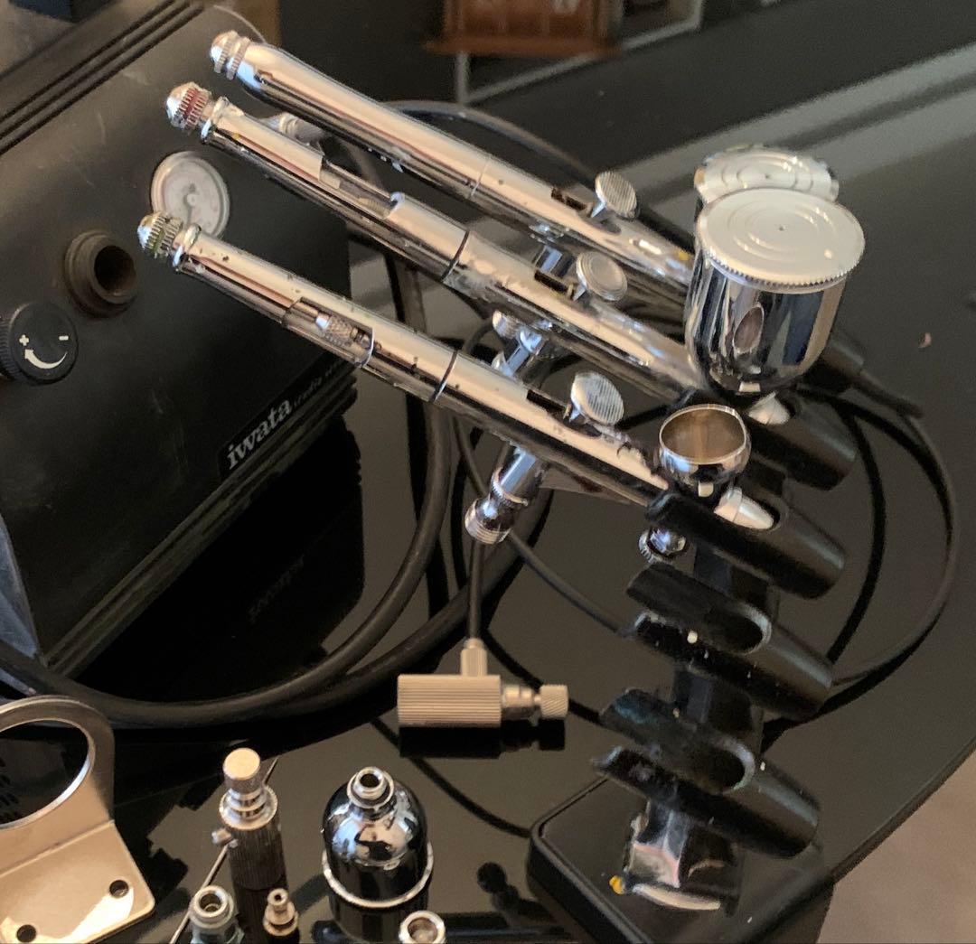 GW限定＊20%OFF エアブラシ3本・コンプレッサーセット スプレーアート機器