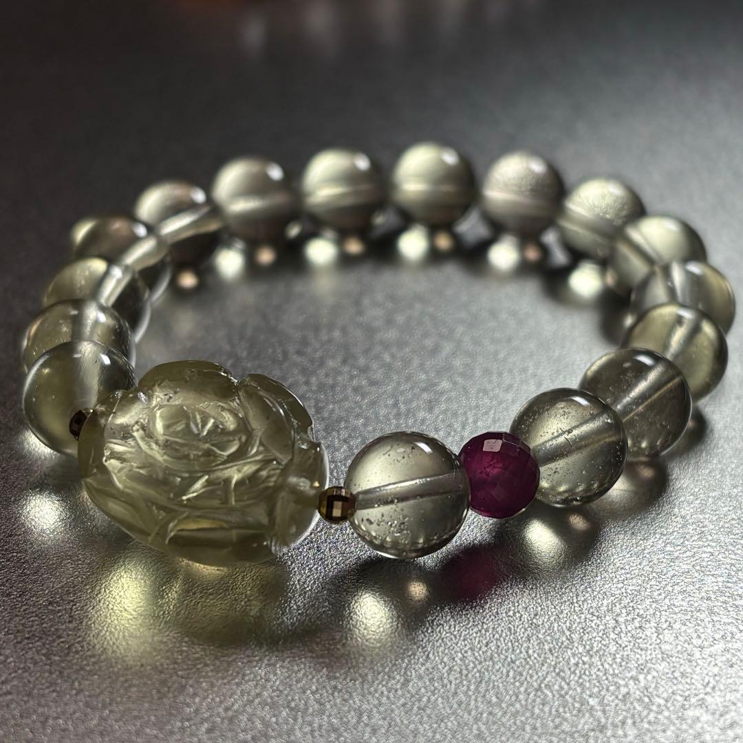 極上　リビアングラス＆天然ルビー　ブレスレット