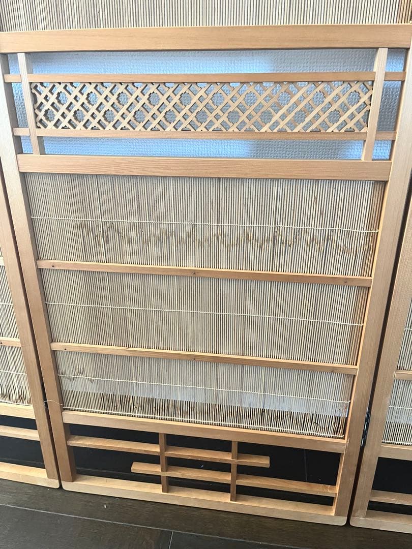 美品　和風 衝立 簾屏風 四曲 間仕切り