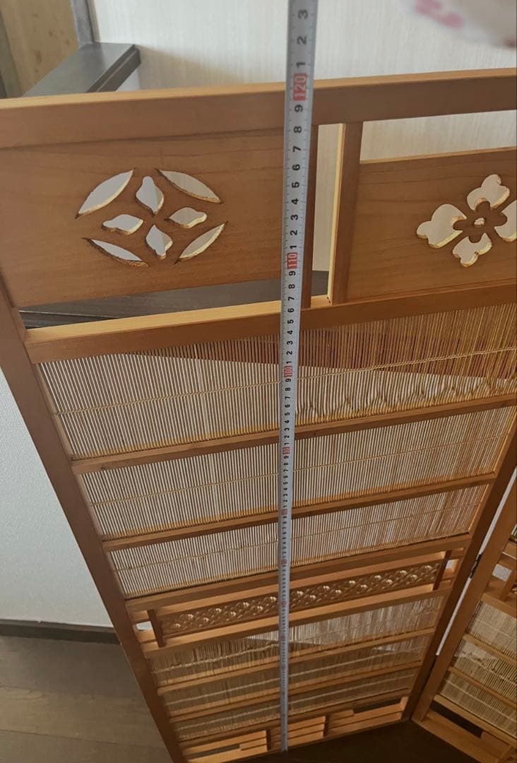 美品　和風 衝立 簾屏風 四曲 間仕切り