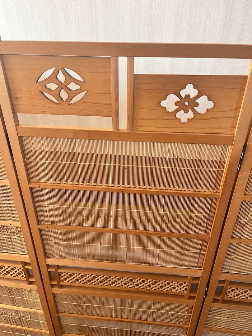 美品　和風 衝立 簾屏風 四曲 間仕切り