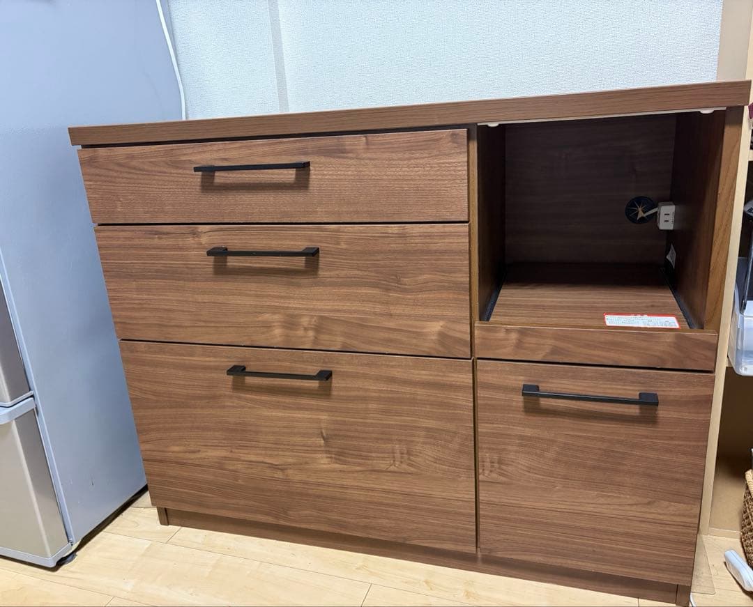 大川家具　キッチンカウンター　家電ラック　ウォールナット　w105