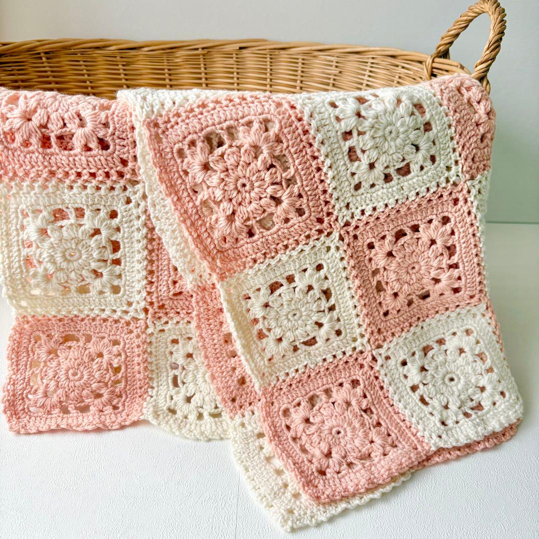 モチーフ編み　ブランケット　ひざ掛け　ハンドメイド
