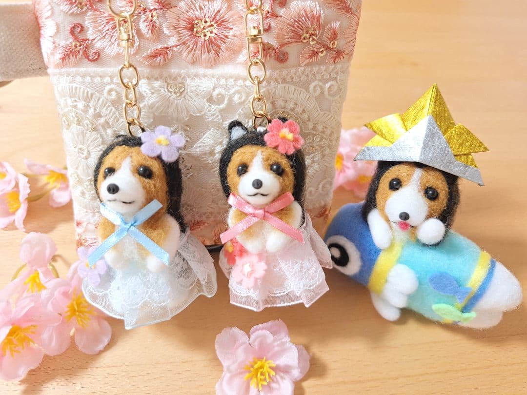 春のおめかしキーホルダー＊シェルティー♡鯉のぼりシェルティー＊羊毛フェルト 犬