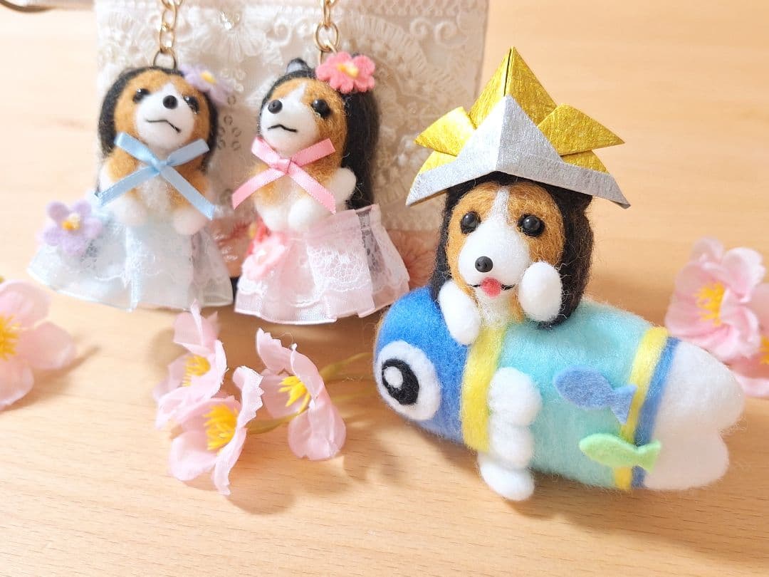 春のおめかしキーホルダー＊シェルティー♡鯉のぼりシェルティー＊羊毛フェルト 犬