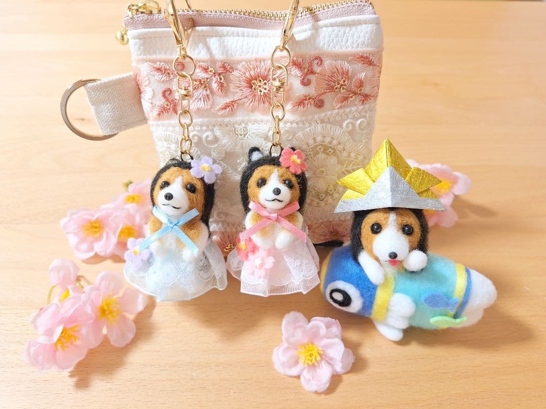 春のおめかしキーホルダー＊シェルティー♡鯉のぼりシェルティー＊羊毛フェルト 犬