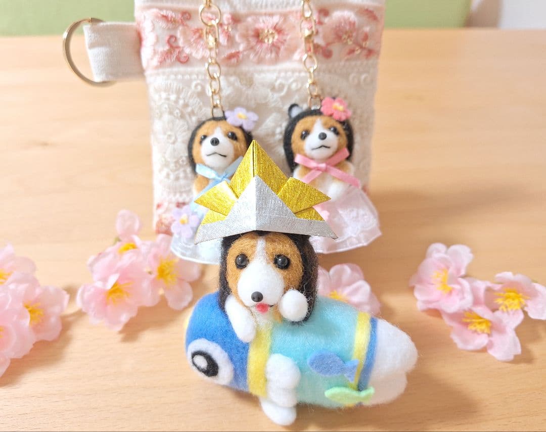 春のおめかしキーホルダー＊シェルティー♡鯉のぼりシェルティー＊羊毛フェルト 犬