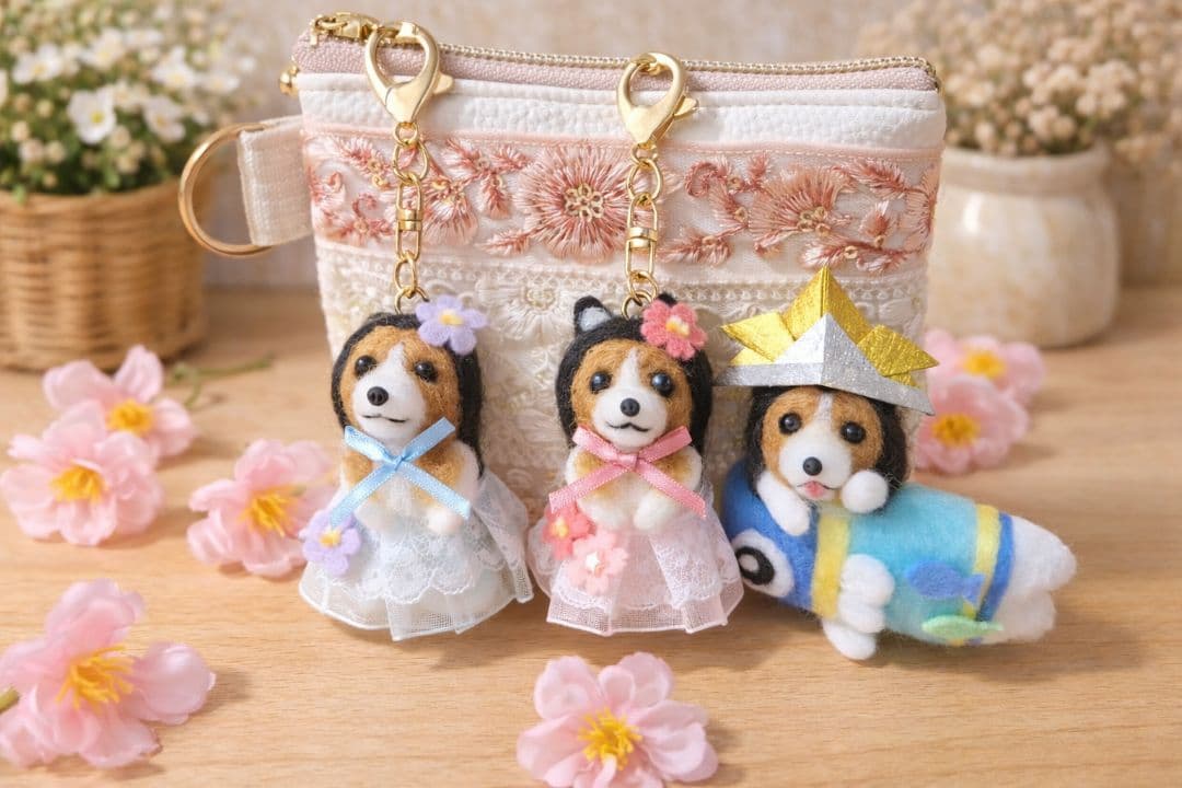 春のおめかしキーホルダー＊シェルティー♡鯉のぼりシェルティー＊羊毛フェルト 犬