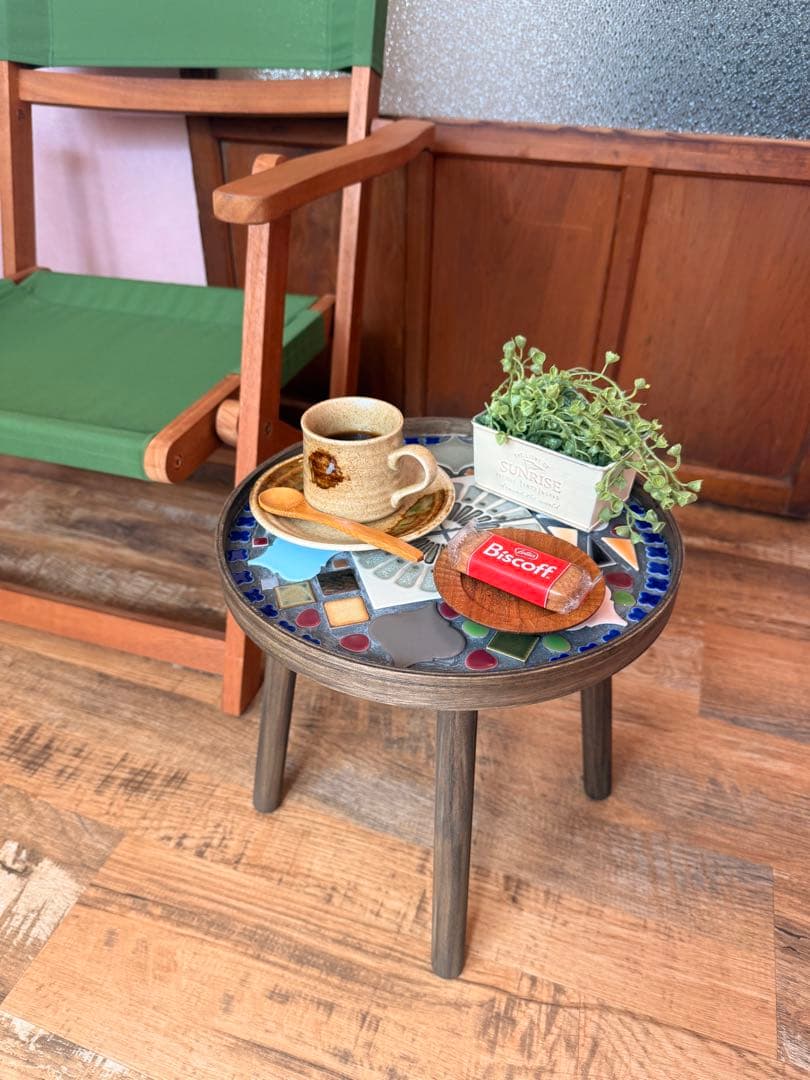 【1点物】【美濃焼タイル】直置きOK◎ サイドテーブル 30cm（脚取り外し可