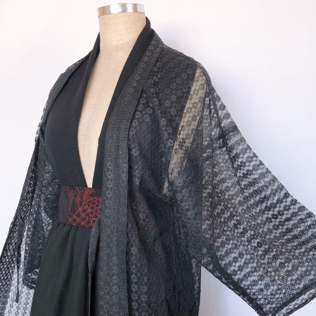 レース羽織 カーディガン 黒 和洋折衷 着物リメイク