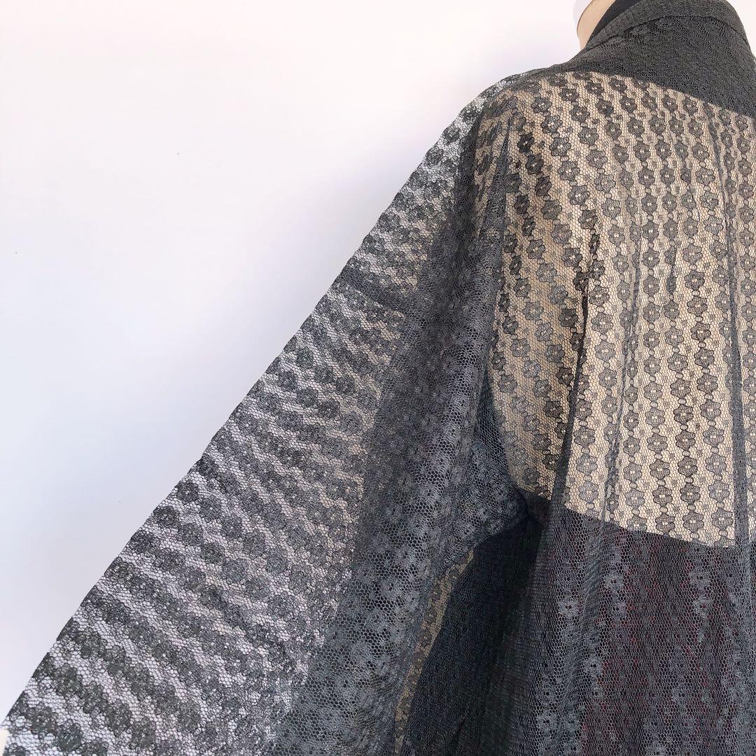 レース羽織 カーディガン 黒 和洋折衷 着物リメイク