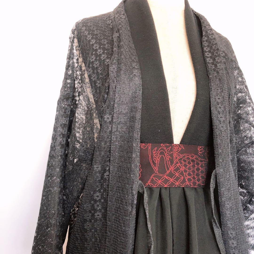 レース羽織 カーディガン 黒 和洋折衷 着物リメイク