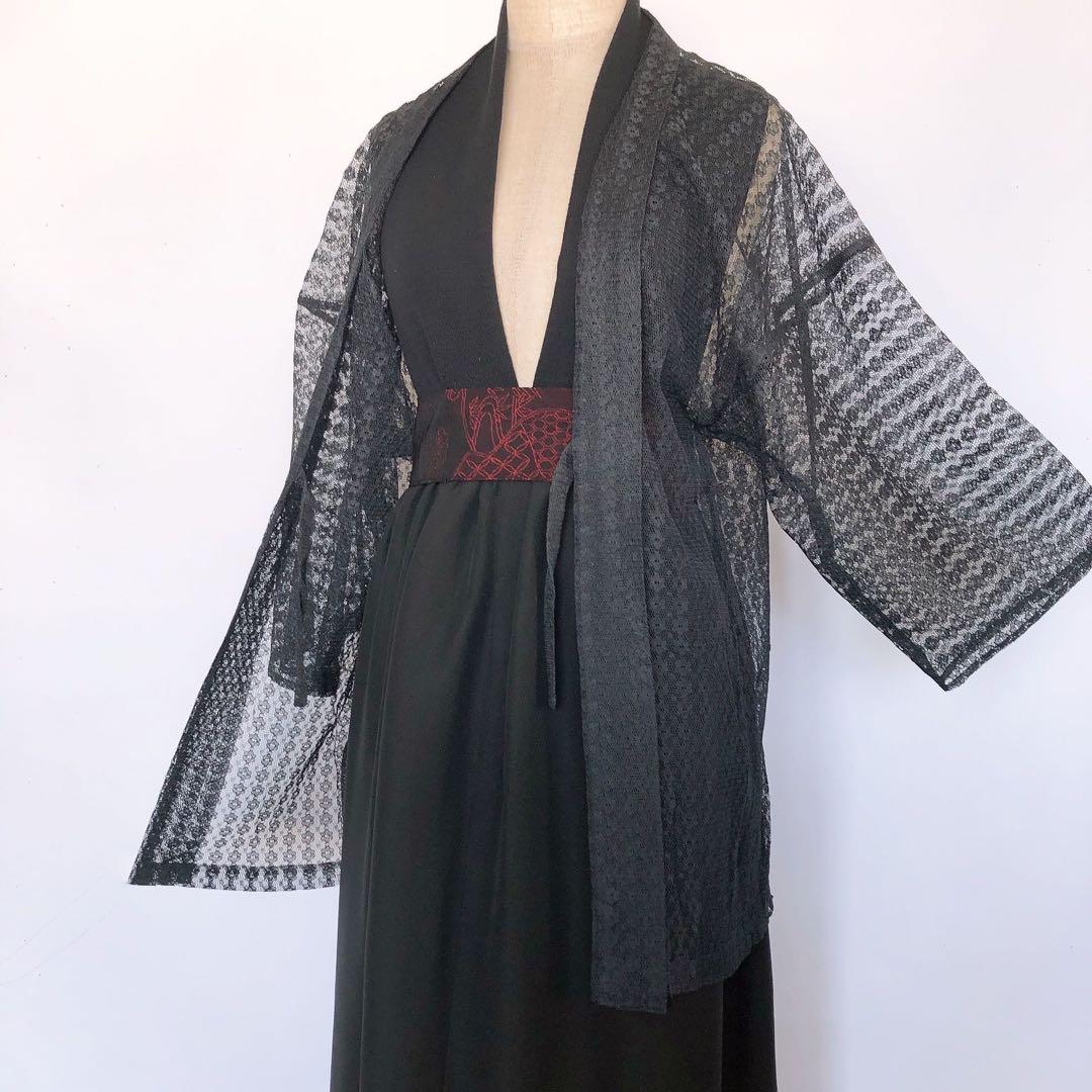レース羽織 カーディガン 黒 和洋折衷 着物リメイク