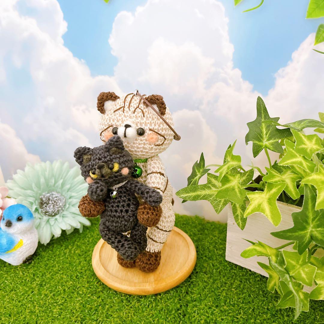 あみぐるみ　レジン　トラ猫ちゃん　メルティハート　キーホルダー他１点