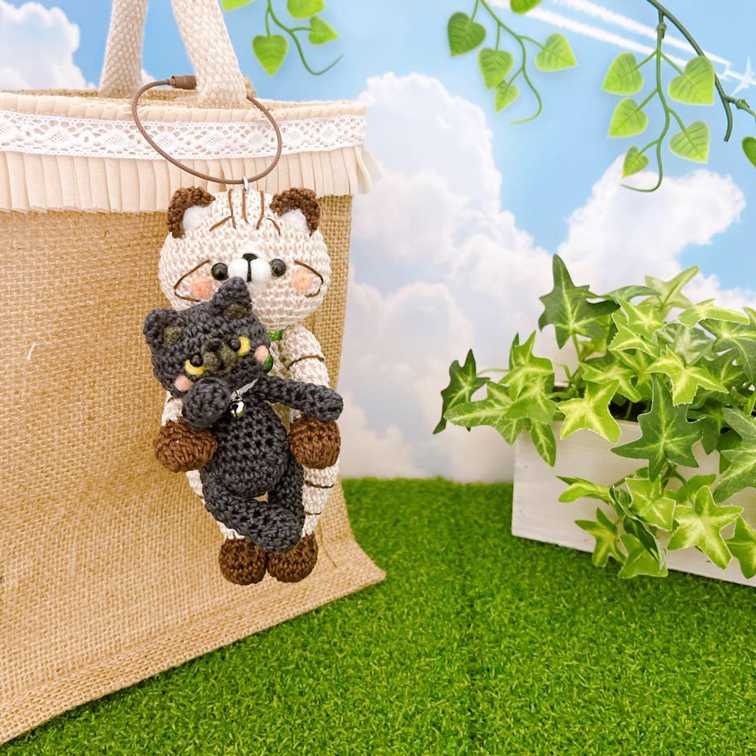 あみぐるみ　レジン　トラ猫ちゃん　メルティハート　キーホルダー他１点