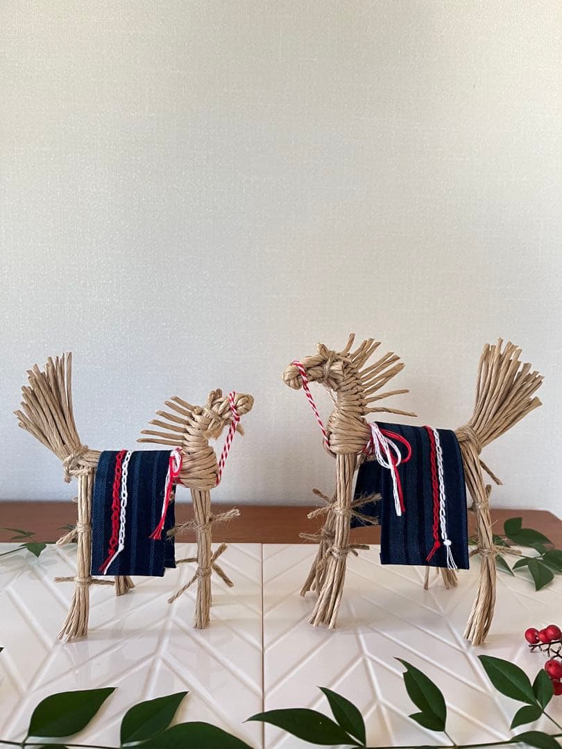 藁馬　お正月飾り　笑馬　干支　インテリア　馬　しめ縄　正月