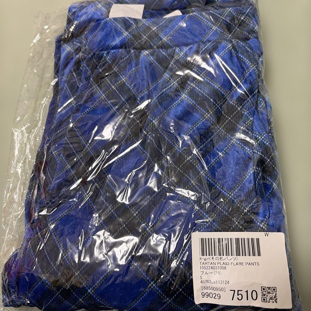 【新品】あいみょん着用X-girl チェック柄フレアパンツ　希少　色違いブルー