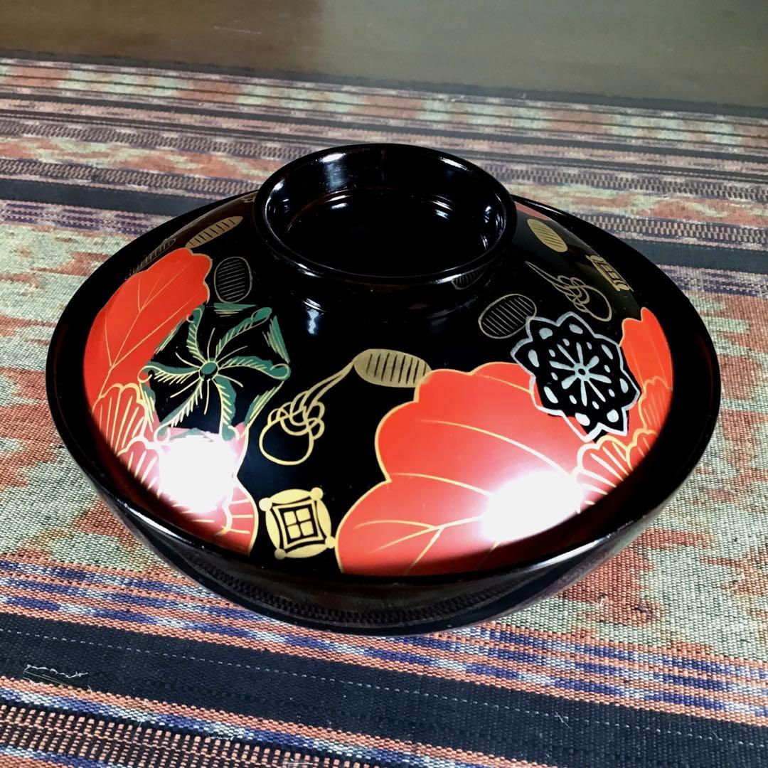 『メルうー特価』　白木屋　会津塗　蓋付お椀　5客