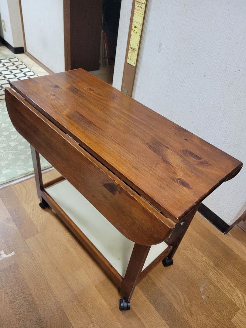 コイズミ　木製キャスター付きキッチンワゴン　伸縮デスク　アンティーク