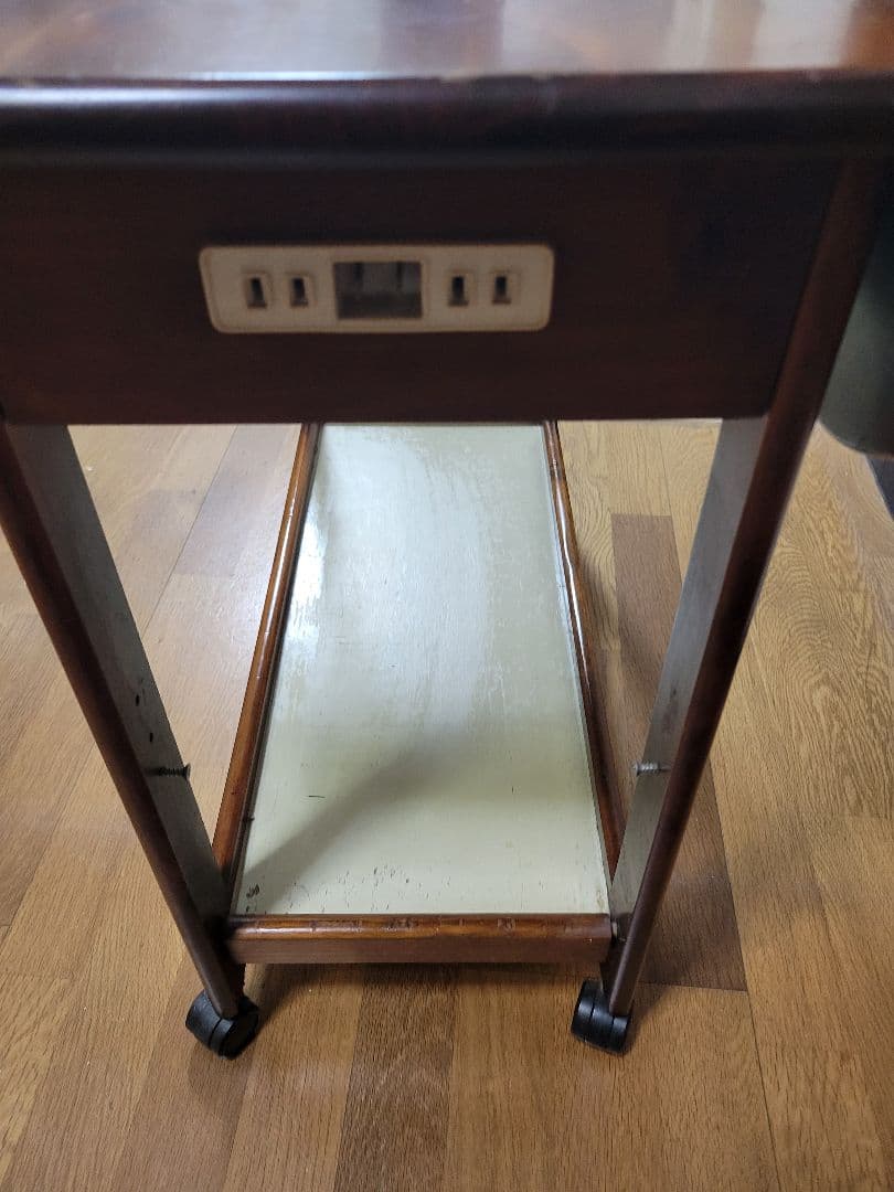 コイズミ　木製キャスター付きキッチンワゴン　伸縮デスク　アンティーク