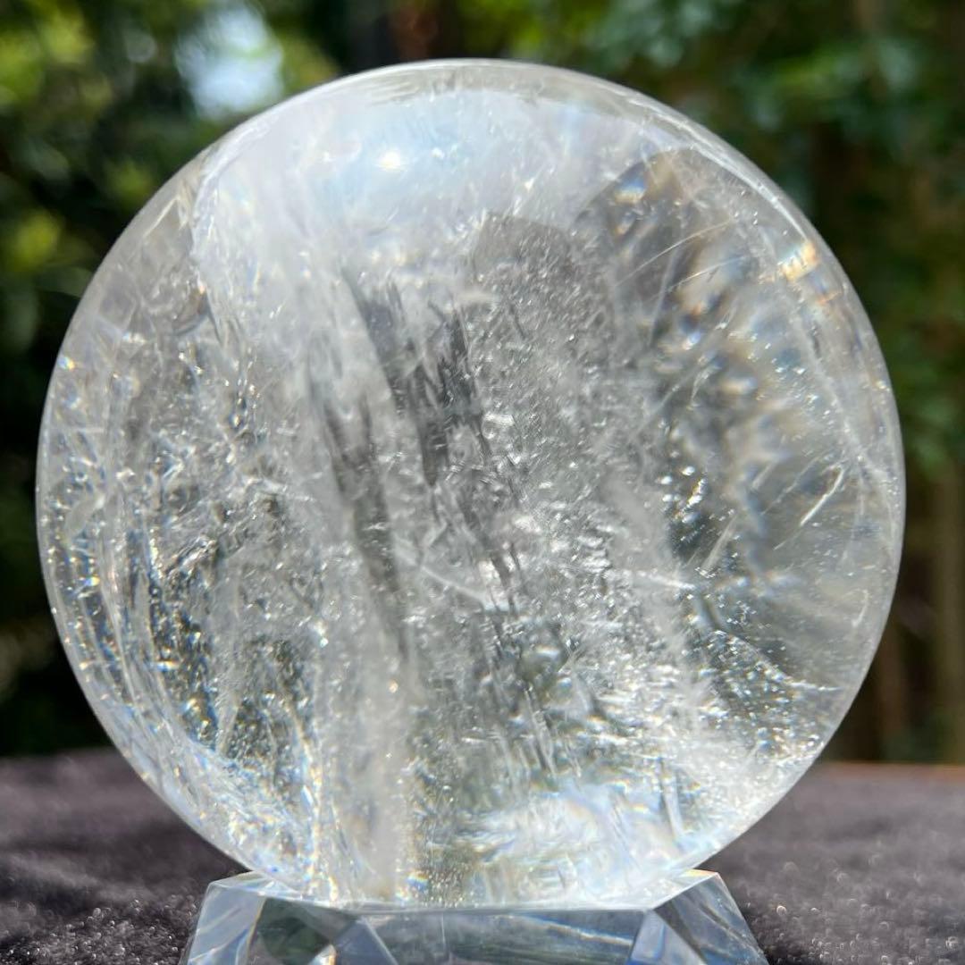 ✳️☆逸品☆透明度とギラギラ煌めくクラックと虹‼️✨レインボー 水晶 丸玉 天然石