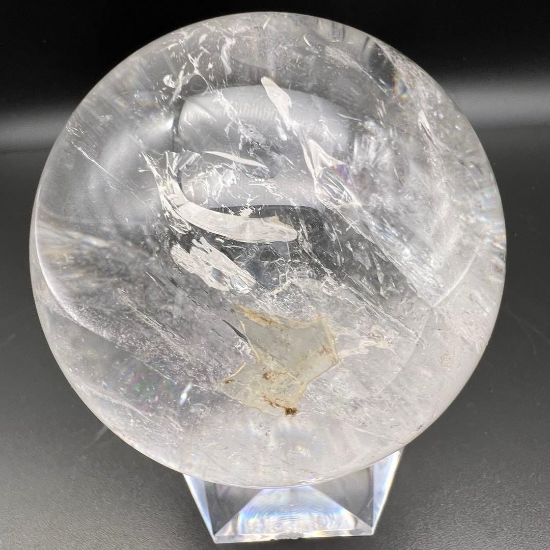 ✳️☆逸品☆透明度とギラギラ煌めくクラックと虹‼️✨レインボー 水晶 丸玉 天然石