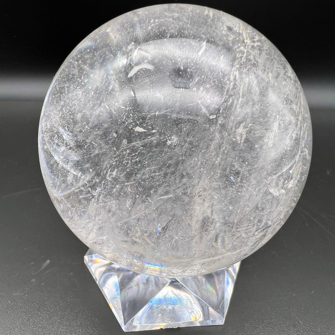 ✳️☆逸品☆透明度とギラギラ煌めくクラックと虹‼️✨レインボー 水晶 丸玉 天然石