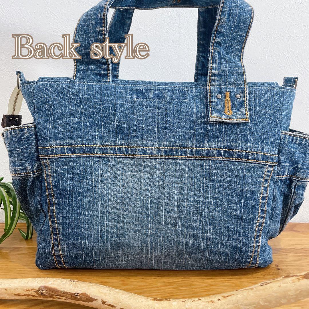 BIGsize★2way Gジャン デニムリメイク トートバッグ サイドポケット