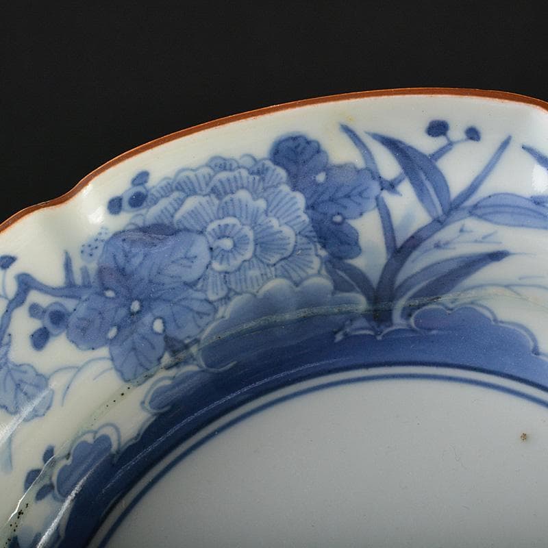 中国　宣嘉年製款　青花　花文鉢　桐箱付　V　R5891