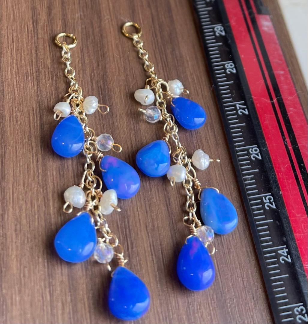 値下げ1点のみエチオピアラベンダー濃いめオパールのピアスチャーム☆