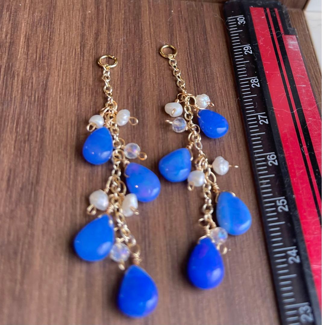 値下げ1点のみエチオピアラベンダー濃いめオパールのピアスチャーム☆