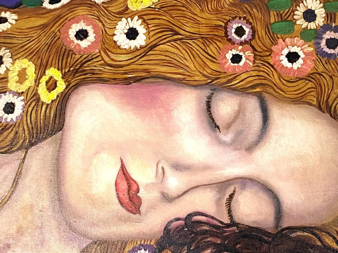 模写 グスタフ・クリムト 油彩キャンバス【母と子】 油彩画