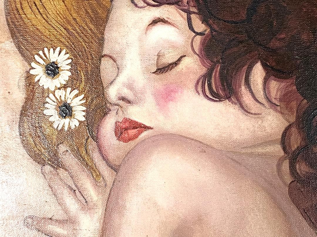 模写 グスタフ・クリムト 油彩キャンバス【母と子】 油彩画