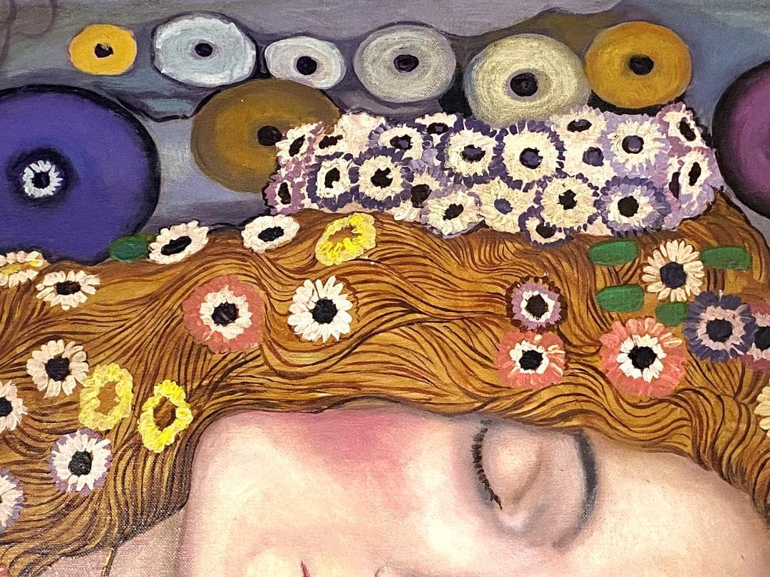 模写 グスタフ・クリムト 油彩キャンバス【母と子】 油彩画