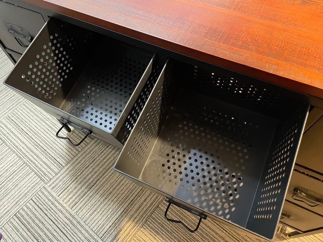 インダストリアル系 アイアン ドロワーシェルフ