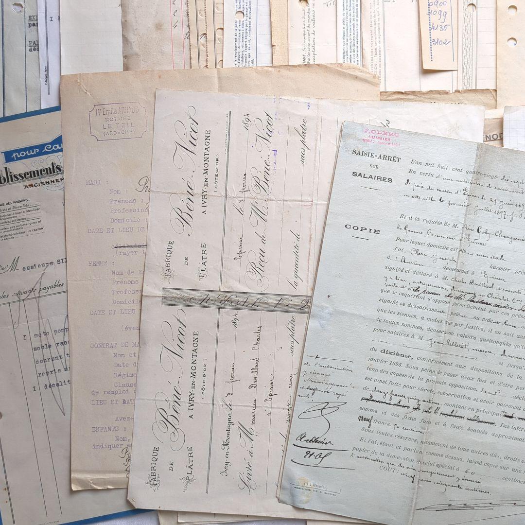 ひ*わ様 90点②フランス 紙もの アンティーク 請求書 ジャンクジャーナル 蚤