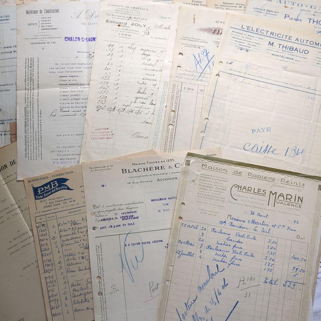 ひ*わ様 90点②フランス 紙もの アンティーク 請求書 ジャンクジャーナル 蚤