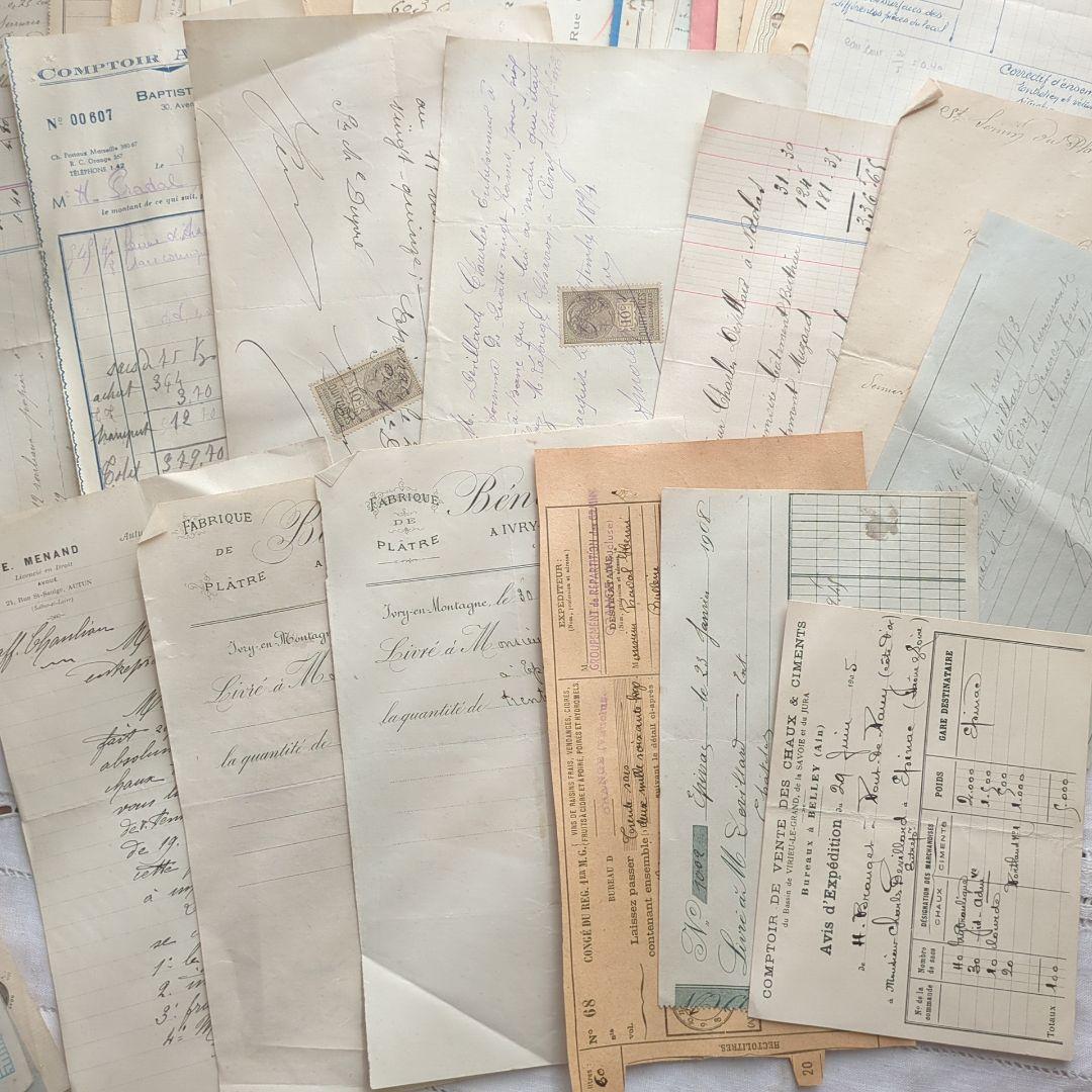 ひ*わ様 90点②フランス 紙もの アンティーク 請求書 ジャンクジャーナル 蚤
