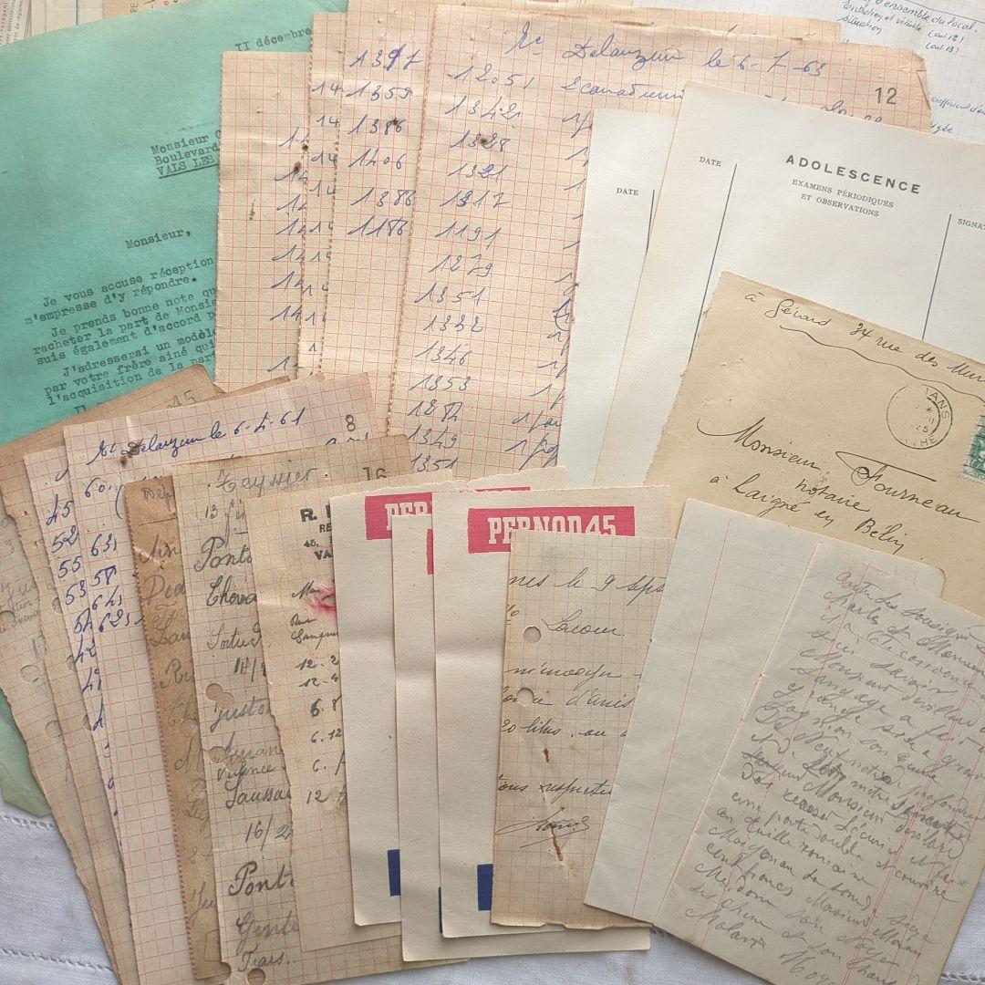 ひ*わ様 90点②フランス 紙もの アンティーク 請求書 ジャンクジャーナル 蚤