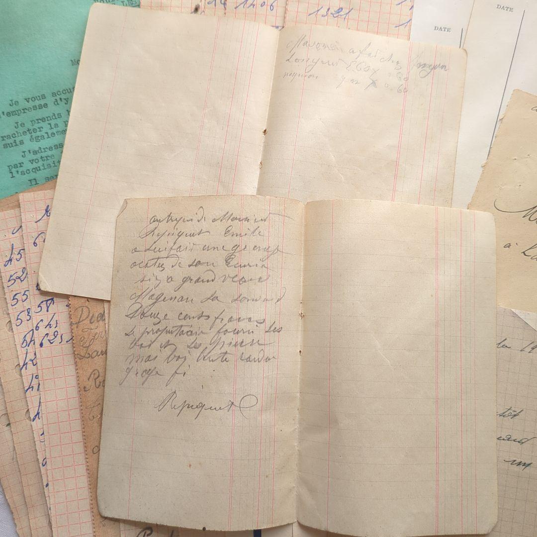 ひ*わ様 90点②フランス 紙もの アンティーク 請求書 ジャンクジャーナル 蚤