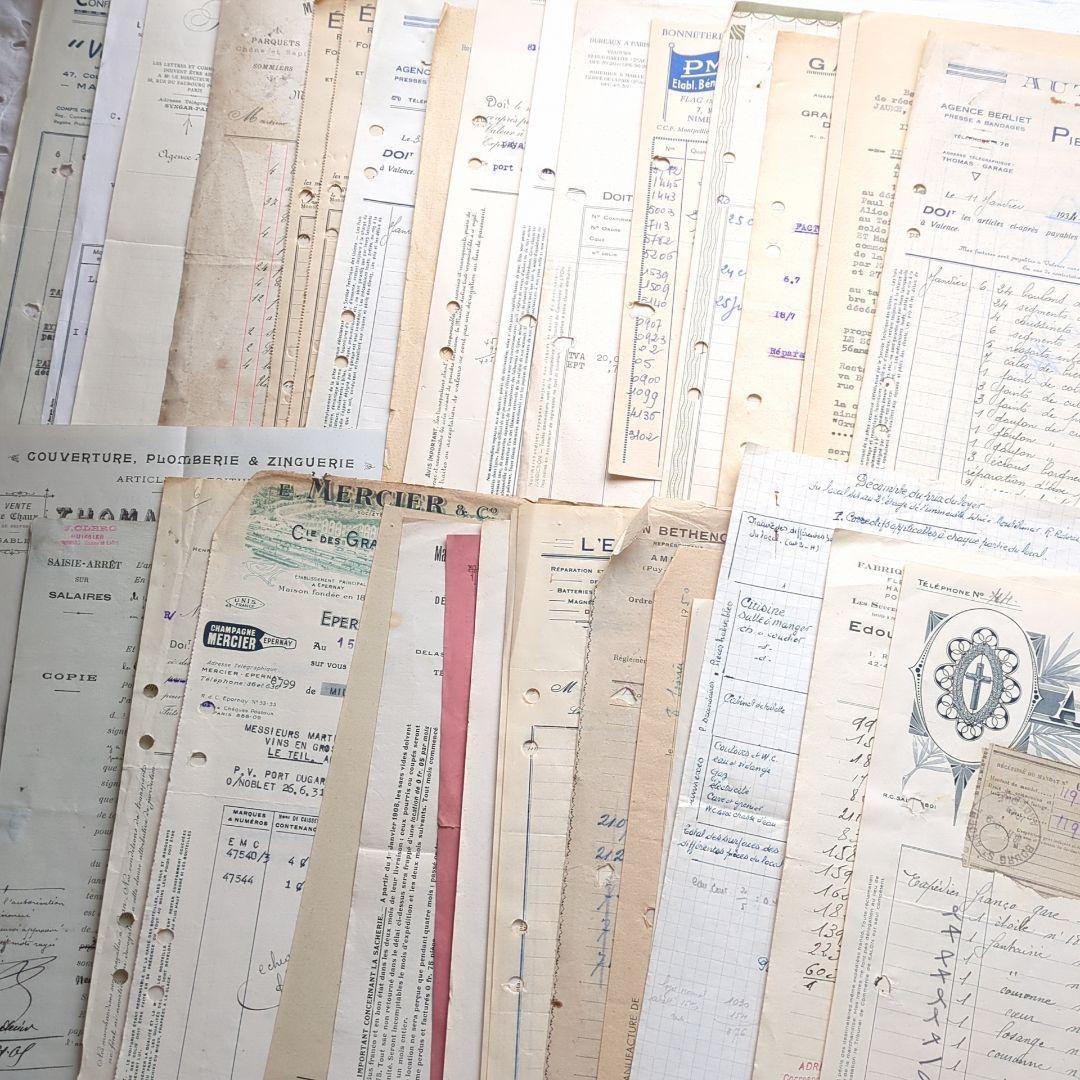 ひ*わ様 90点②フランス 紙もの アンティーク 請求書 ジャンクジャーナル 蚤