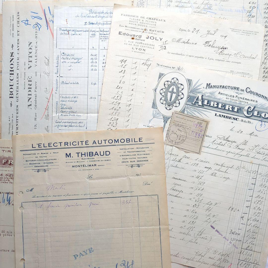 ひ*わ様 90点②フランス 紙もの アンティーク 請求書 ジャンクジャーナル 蚤