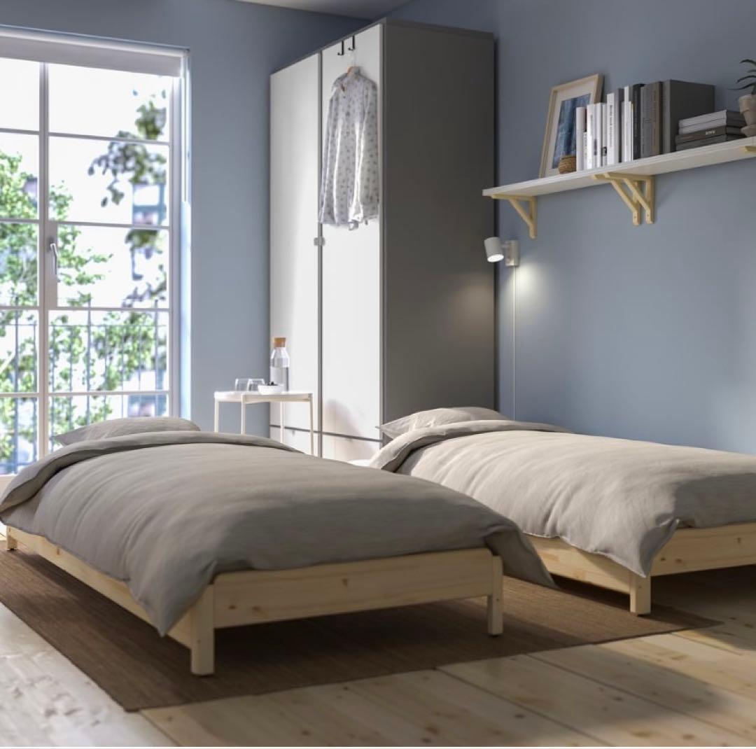 【引取り限定】IKEA ウトーケル スタッキングベッド マットレス2枚付き