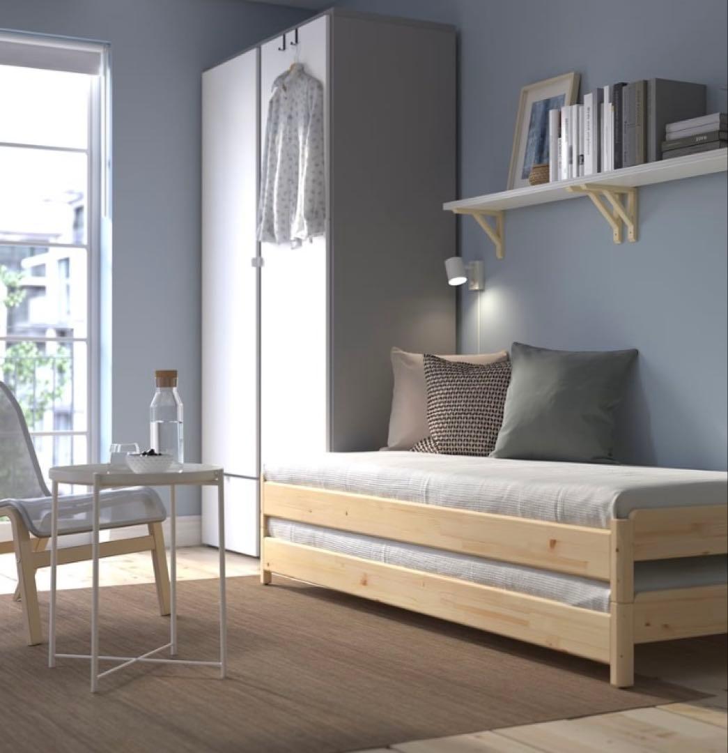 【引取り限定】IKEA ウトーケル スタッキングベッド マットレス2枚付き